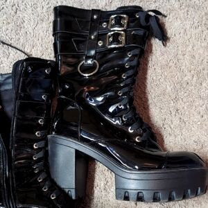 PVC Platform Boots with Zippers Size 9